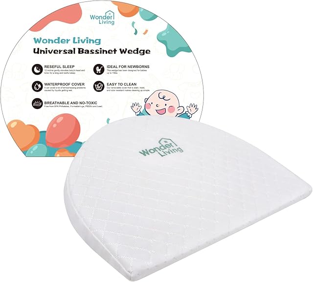 Baby Wedge Pillow for Newborn, Incline, Waterproof, Pregnancy Wedge, Premium Foam with Removable Cover, 15 x 12 x 2.6 inches