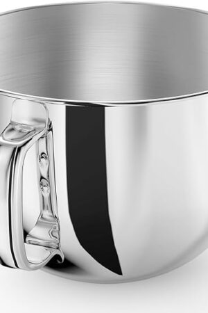 6QT Stainless Steel Mixer Bowl for Kitchenaid Stand Mixers, Kitchen Aid Mixing Bowl for 6QT Lift Mixer with Handle