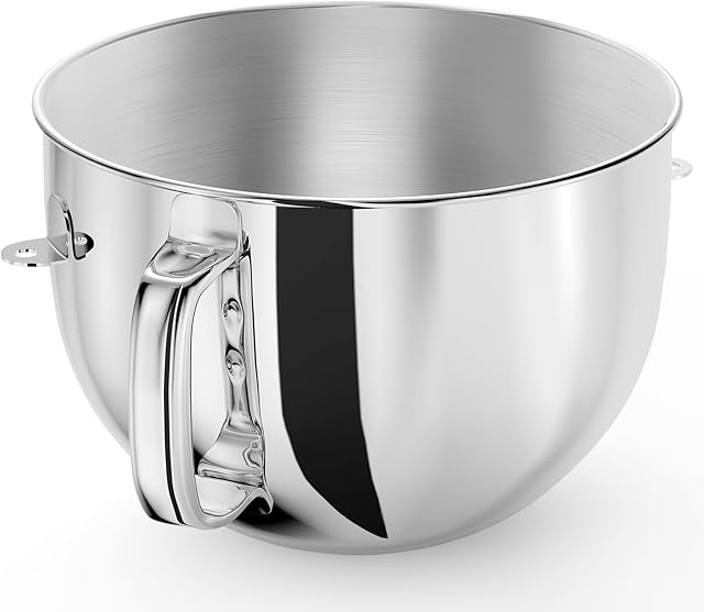 6QT Stainless Steel Mixer Bowl for Kitchenaid Stand Mixers, Kitchen Aid Mixing Bowl for 6QT Lift Mixer with Handle