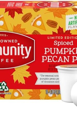 Community Coffee Spiced Pumpkin Pecan Pie Flavored Coffee Pods, 10 count, Medium Roast Compatible with Keurig 2.0 K-Cup Brewers (10 pods)