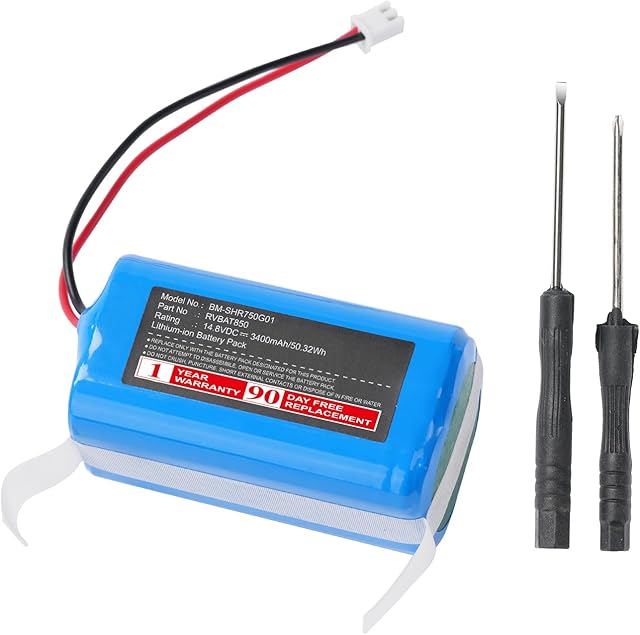 3400mAh RVBAT850 RVBAT850A RVBAT85003 RVBAT85002 Battery Replacement for Shark ION Robot Vacuum R71 R75 R76 R85 R87 S86 S87, RV700 RV761 RV850 AV753 AV911S RV1000 UR1000SR XBATRV2500