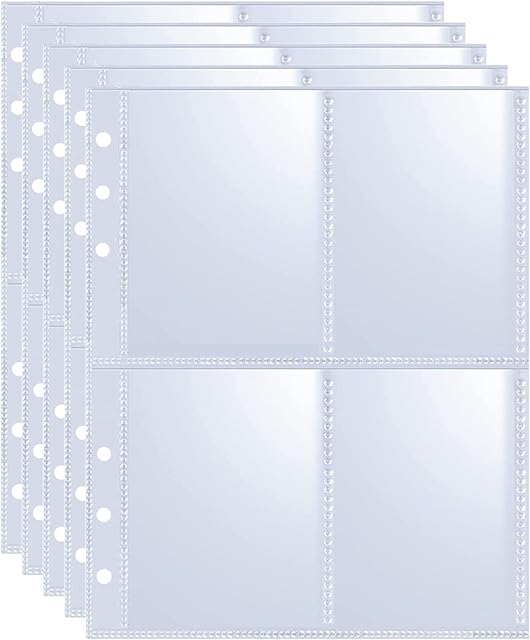 The 40 Pack 320 Pockets 6 Ring A5 Binder Sleeves,2.5x3.5?Photocard Sleeves,Double-Sided 4 Pocket Kpop Photocard Page Protector,Ultra-Clear Trading Card Sleeve Sheets for Game Cards,Photocard