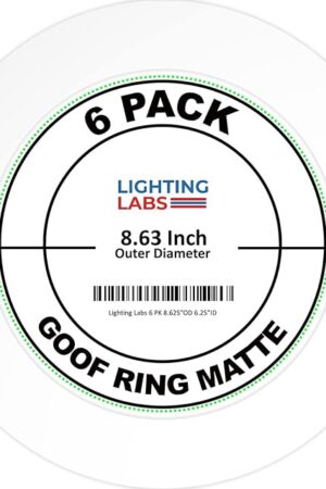 6 Pack Matte White Goof Trim Ring for 8" Inch Recessed Can Lighting Down Light, Outer Diameter 8.6 Inches, Inner Diameter 6.2 Inches