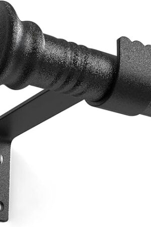 5/8 Inch Black Curtain Rod for Window 17 to 52 Inch, Small Window Curtain Rod With Brackets for Cafe, Windows, Kitchen, Bedroom, Living Room, Sliding Glass Door, Drilling Installation