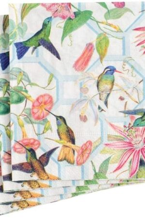 Caspari Hummingbird Trellis Paper Cocktail Napkins - 20 Per Package
