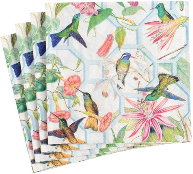 Caspari Hummingbird Trellis Paper Cocktail Napkins - 20 Per Package