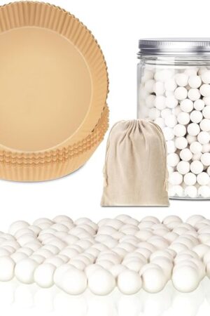 1 Pack White 2 lb Pie Weights for Baking Crust Ceramic Weights Blind Baking Beads with 50 Pcs Disposable Parchment Paper Pie Liner Fit 8,9,10 Inch Dish