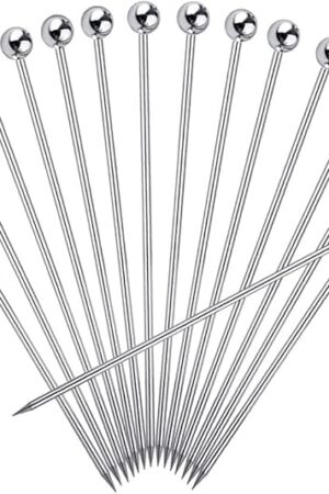 15PCS Cocktail Picks for Drinks, Stainless Steel Cocktail Toothpicks, Reusable Cocktail Skewers, Garnish Picks Bloody Mary Skewers, Metal Martini Picks for Olives Appetizers Fruit (4.3 Inch)