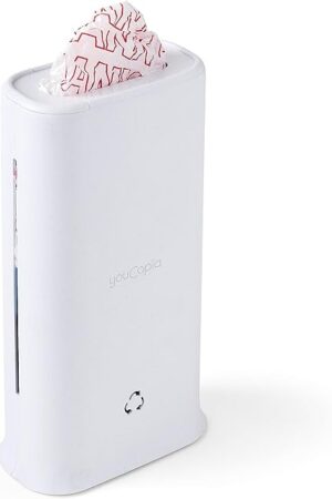 YouCopia StoraBag Space-Saving Plastic Bag Dispenser, Organizer for Kitchen Cabinet or Pantry Storage, One-Size, Speckled White