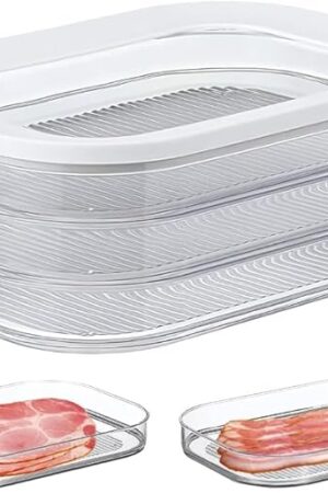Deli Meat Container for Fridge, Stackable Food Storage Boxes with Lid for Cold Cuts, Salami, Deli, Lunch Meat, BPA Free, 18.6oz