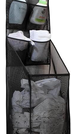 ALYER Multifunctional Over The Door Laundry Basket,Behind The Door Storage Organizer for Laundry,RV,Dorm,Bathroom,Bedroom,Pantry, Nursery,Kitchen,Black