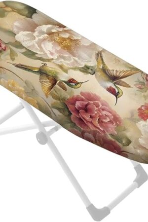 Vintage Floral Hummingbird 24 x 14 inch Small Iron Board Cover with Elastic Edges Mini Tabletop Ironing Board Dust Cover Replacement Accessories