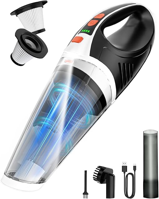 BRL Handheld Vacuum Cordless, 15000PA Strong Suction Car Vacuum Portable, Hand Vacuum with LED Light, for Car Home Office, Pet Hair