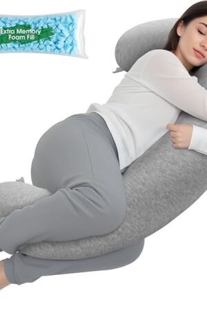 Body Pillow, Long Pillow, Memory Foam Body Pillow, C-Shaped Side Sleep Pillow, Machine Washable Pillowcase, 47?×10?