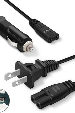 Electric Lunch Box Cable- 110V V-Type Angle/24V Flat Angle Cable,only for 4 Power Jacks Electric Food Warmer,Heated Lunch Box Replacement Power Cord,Mini Crock Pot,Cooluli Mini Fridge for Car/Home Use