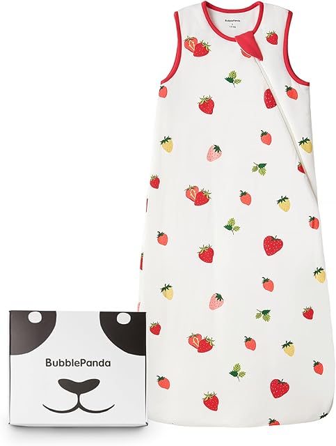 BubblePanda Rayon Made from Bamboo Sleep Sack 6-12 Months 1.0 Tog Soft Toddler Sleeping Sack for Babies 2-Way Zipper Baby Wearable Blanket