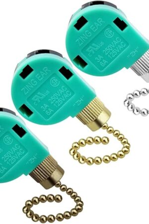 3 Pack Ceiling Fan Switch 3 Speed 4 Wire Zing Ear ZE-268S6 Fan Pull Chain Switch Replacement Speed Control Switch for Ceiling Fan Light, Wall Lamps, Cabinet Light (Multicolored)