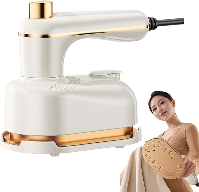 Sakerpls Handheld Portable Steam Iron for Clothes, 2-In-1 Steamer and I-ron, Mini Travel Irons for Home/Travel (Beige)