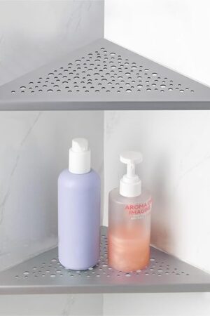 Brushed Nickel Corner Shower Shelf 10" Triangular Stainless Steel Bathroom for Tiled Wall, 2 Pack No Drilling