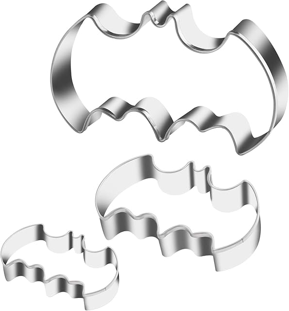 3 Pack Cookie Cutters Set Stainless Steel Bat Shape Halloween Biscuit Cookie Cutter