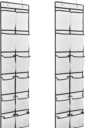 2PK 12 Large Pockets Over Door Hanging Shoe Organizer