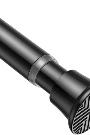 AIZESI Black Adjustable Tension Shower Curtain Rod, 31-77 Inch Spring No Drill Stainless Steel Shower Rods for Bathroom，Closet ，Window–Rust Resistant，Non-Slip