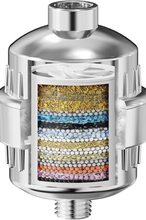 20 Stage Shower Head Filter,Revitalize Hair,Skin Nails While Purifying Water,Prevent Scale Buildup,High Output Fan Technology Softener Hard Water 99% Remove Lead,Chlorine,Fluoride and Chemicals,Chrome