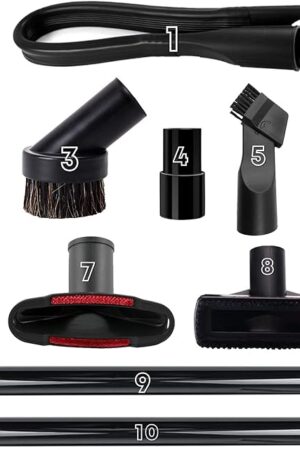 1 1/4" Vacuum Attachments & Brushes for Shop Vac Accessories Household Cleaning Kit Brush Nozzle Crevice Tool with Adapter for 1" to 2" Hose Set of 10…