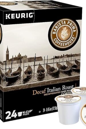 Barista Prima Italian Roast Decaf Coffee, Keurig K-Cup Pods, Dark Roast, 24/Box (6624)