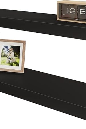BAMEOS Floating Wall Shelf Black Decor Wall Mounted Shelves Hanging Shelf Set L24xW6