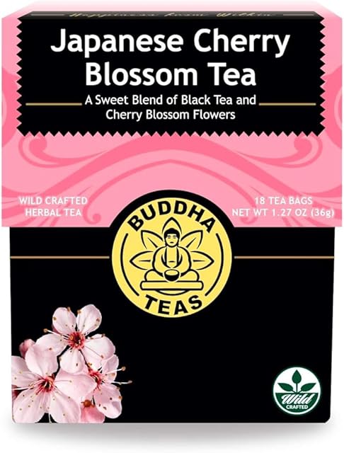Buddha Teas Japanese Cherry Blossom Tea - OU Kosher, 18 Bleach-Free Tea Bags
