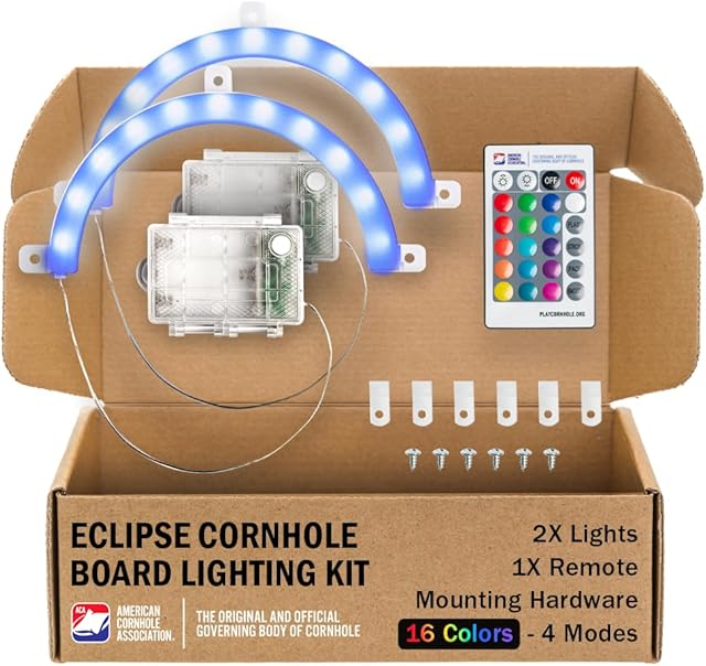 ACA Eclipse LED Cornhole Lights 16 Colors 4 Modes 2 Pack