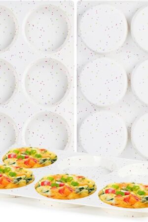 CAKETIME 4 Inch Muffin Top Pans Non Stick, Jumbo Silicone Egg Molds for Breakfast Sandwiches Round Baking Pan for Oven English Muffins, Whoopie Pies, Corn Bread, Egg Bites, Tarts 3 Pack