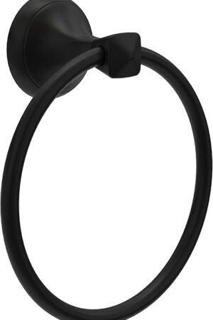 Delta Esato (1-Pack) Hand Towel Holder Matte Black Towel Racks for Bathroom Wall Round Towel Ring Holder for Bath Towel Hanger for Kitchen, Bathroom Accessories ESA46-MB