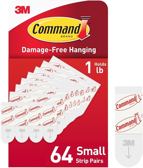 Command Small Refill Replacement Strips, White, 64-Strips - Easy to Open Packaging Pack 2020 New VER