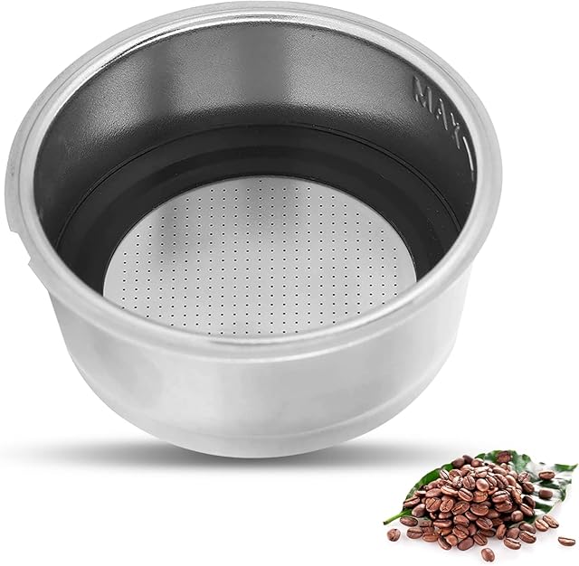 51mm 2 Cups Portafilter Filter Basket, Stainless Steel Pressurized Mesh Coffee Filters Bottomless Portafilter Coffee Machines Accessories for Semi-Automatic Coffee Machine Series(2 Cup)