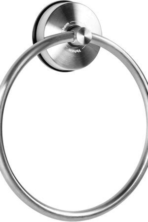 YOHOM Suction Cup Towel Ring Hand Towel Holder for Bathroom Vacuum Suction Washcloth Holder Dish Towel Hanger for Shower Wall No Drill Stainless Steel Brushed Finish