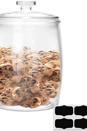 1 Gallon glass jars, Cookie Jar & Candy Jar with Lid, Large Food Storage Container,glass jar with lid for Buffet, Coffee & Flour, Laundry Room Storage & Pantry