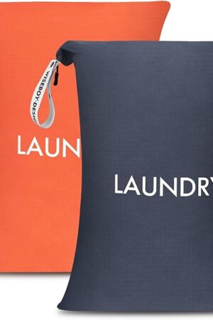 WiseBoy 2 Pack Laundry Bags, Travel Laundry Bag for Dirty Clothes, Washable Nylon Wet Dry Bag, Swimming Yoga Bathing Suit Workout Wet Dry Bags