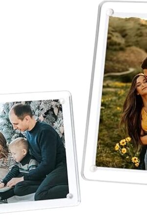 ECOSEAO 4x6 Minimalist Picture Frame Acrylic Glass Photo Frame with Magnetic Desktop Display Horizontally or Vertically