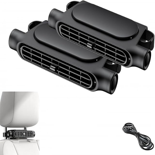 2pcs Cars Headrest Fans, Fan for Cars Back Seats, Rear SeatFan,Cars Cooling Fanfor Back Seats Seat Car Fan Portable Plug-In Three-Speed, Headrest Fanfor Backseat, Head Rest Fans