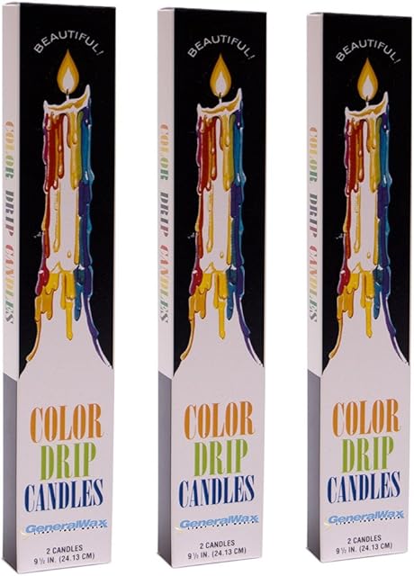 Color Drip Candles, 3-Pack (6 candles total), Unscented
