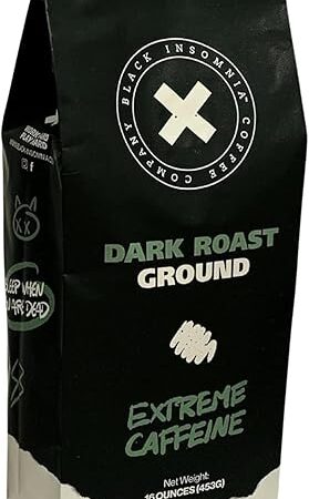 Black Insomnia Ground Coffee - The Strongest Coffee in the World - 1lb (Dark Roast, 1 Pound)