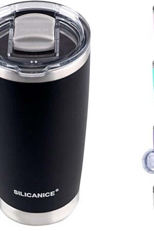 Black 20 oz Stainless Steel Double Wall Vacuum Insulated Tumbler with Lid - Dishwasher Safe & Spill Proof Travel Coffee Iced Cup & Mug For Men,Durable Coating Scratch Resistant Outdoor,Hot Cold Drink