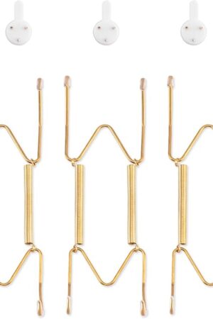 Bilillo 3 Pack Plate Hangers for The Wall, Suitable for 6-8 inch Art Plate, Stainless Steel Invisible Heavy Duty Wire Plate Holder with Wall Hooks, Plate Hangers for Displaying Plates, Platter, Dish