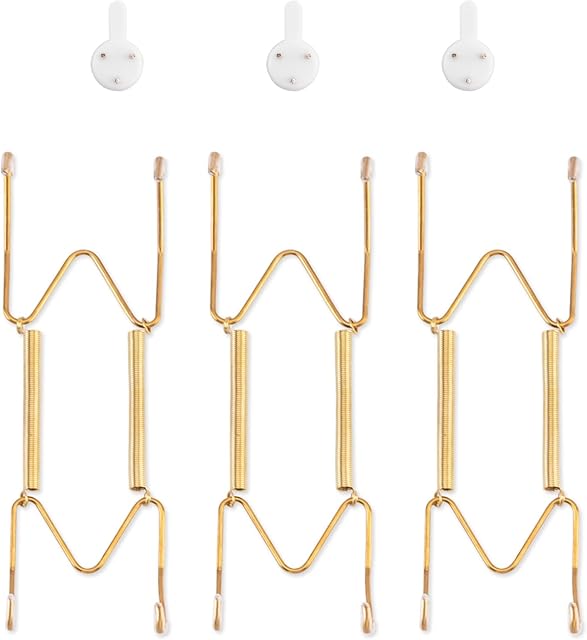 Bilillo 3 Pack Plate Hangers for The Wall, Suitable for 6-8 inch Art Plate, Stainless Steel Invisible Heavy Duty Wire Plate Holder with Wall Hooks, Plate Hangers for Displaying Plates, Platter, Dish