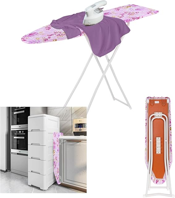 USA Ironing Board Purple Folding Tabletop 36"x 12" Space Saver, Adjustable Height Iron Rest, Lightweight Easy Storage