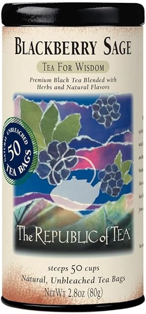 The Republic of Tea - Blackberry Sage Black Tea | 50 Tea Bags, Gourmet Black Tea