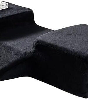 Beauty Salon Eyelash Extension Pillow Memory Foam Lash Pillow with Velvet Pillowcase Ergonomic Curve Improve Cervical Pillows for Neck Pain(Black)