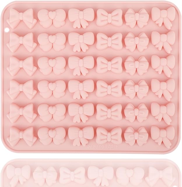 Bow Mold, Silicone Bowknot Chocolate Fondant Mold Candy Moulds for DIY Gummy Cake Pops Jelly Cookie Cupcake (Square)